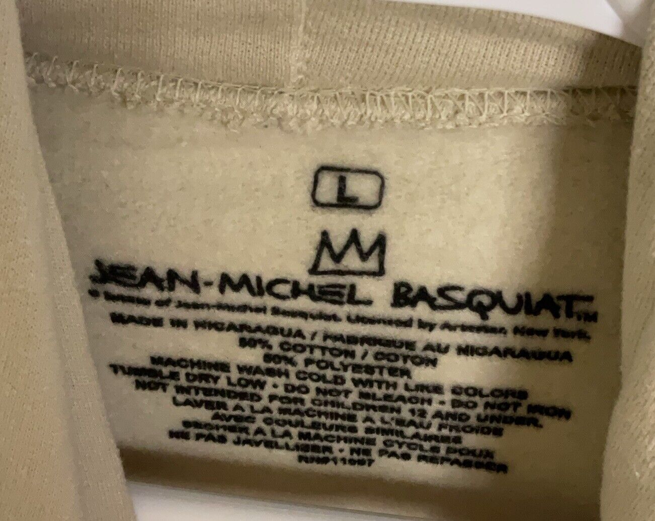 NEW Jean-Michel Basquiat Sweatshirt Adult Large Beige Hoodie Artist Sweater Tan