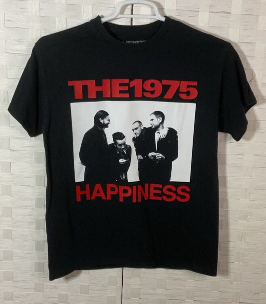 The 1975 Happiness Mens Cotton T-shirt Black w/Graphic Design Size Medium 