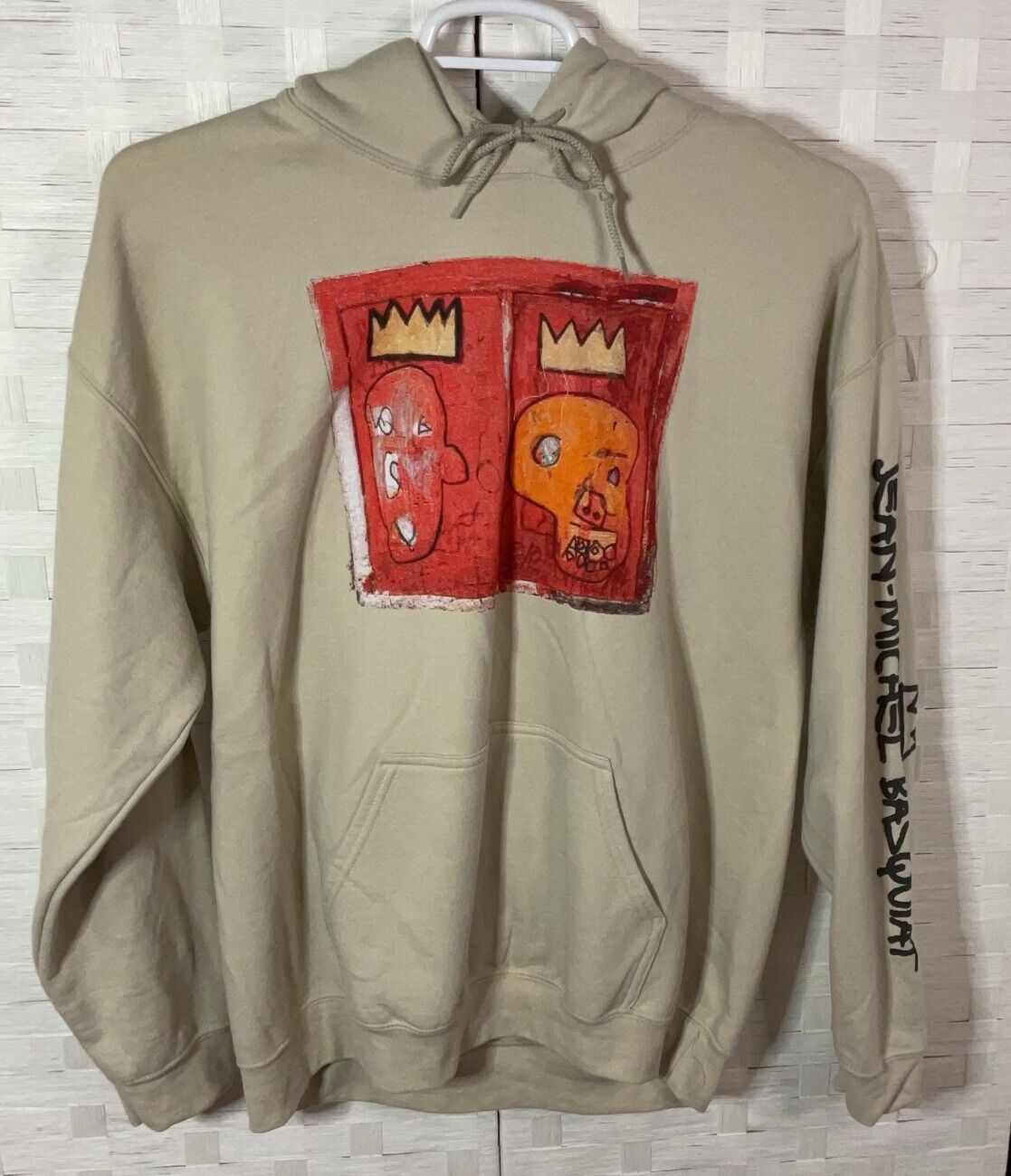 NEW Jean-Michel Basquiat Sweatshirt Adult Large Beige Hoodie Artist Sweater Tan