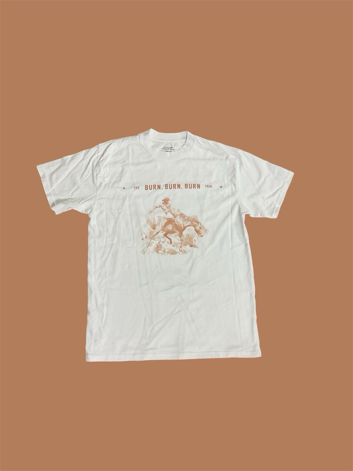 Zach Bryan Burn Burn Burn Official Merch Tour Tee T-Shirt Horse cowboy M White