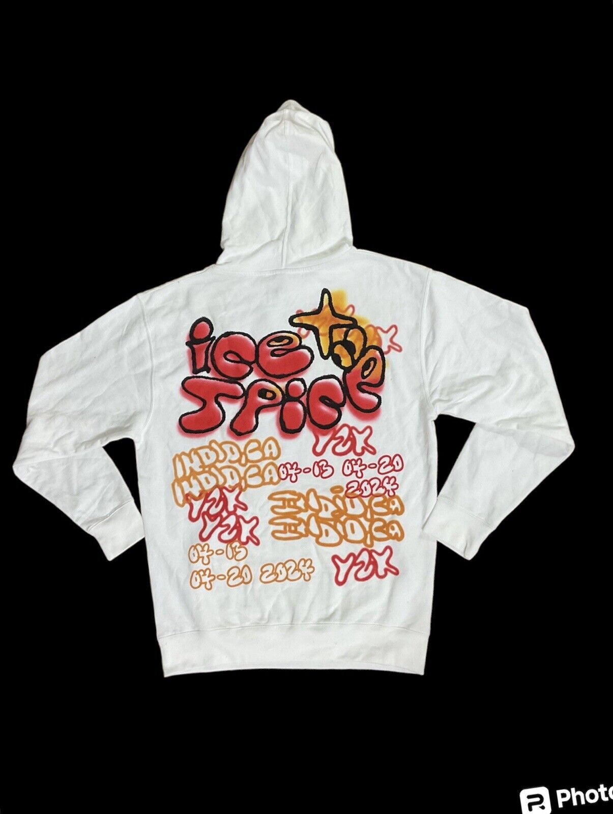 Ice Spice Festival White Airbrush Pullover Hoodie Adult Sz L NWOT