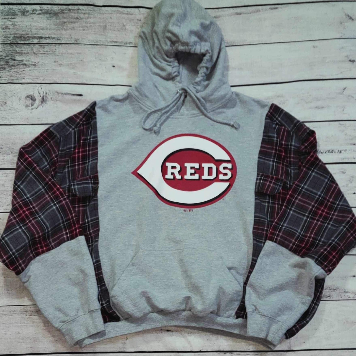 Reds Flannel Hoodie Rework