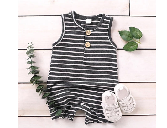 Grey and White Summer Boys Romper